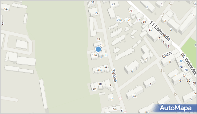 Olecko, Zielona, 13B, mapa Olecko