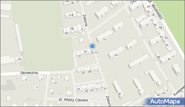 Olecko, Zielona, 5, mapa Olecko