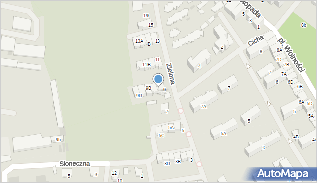 Olecko, Zielona, 9A, mapa Olecko