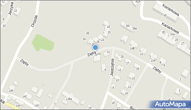 Olsztyn, Zięby, 33, mapa Olsztyna