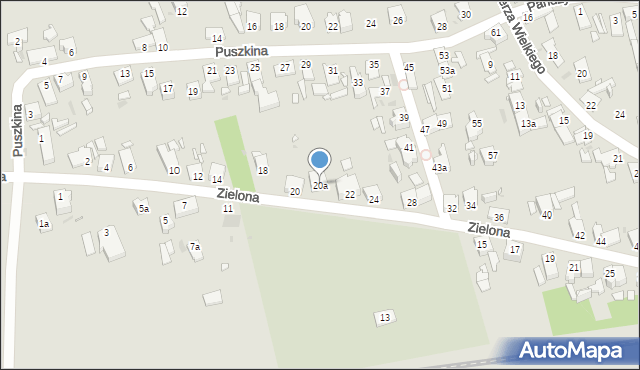Opole, Zielona, 20a, mapa Opola