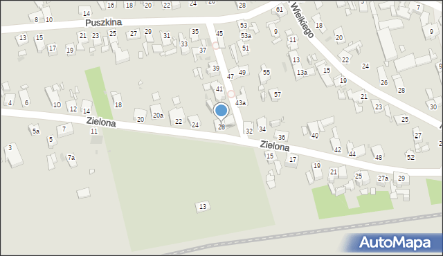 Opole, Zielona, 28, mapa Opola