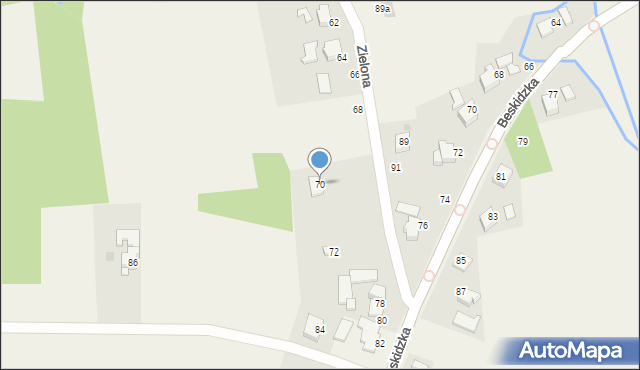 Osiek, Zielona, 70, mapa Osiek