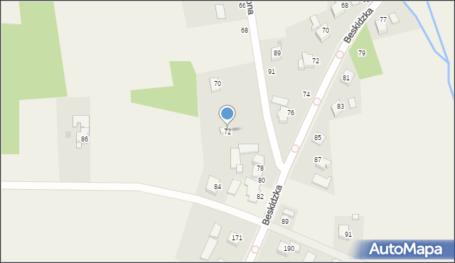 Osiek, Zielona, 72, mapa Osiek