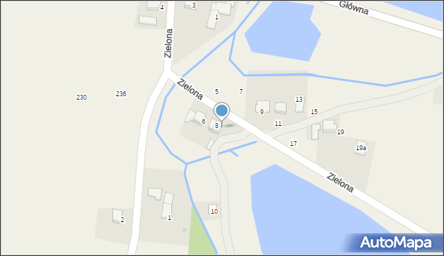 Osiek, Zielona, 8a, mapa Osiek