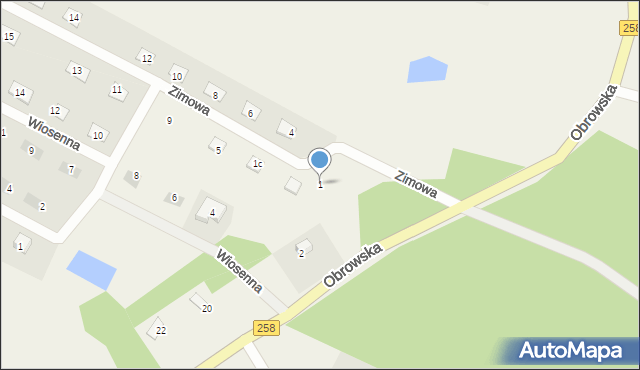 Osiek nad Wisłą, Zimowa, 1, mapa Osiek nad Wisłą