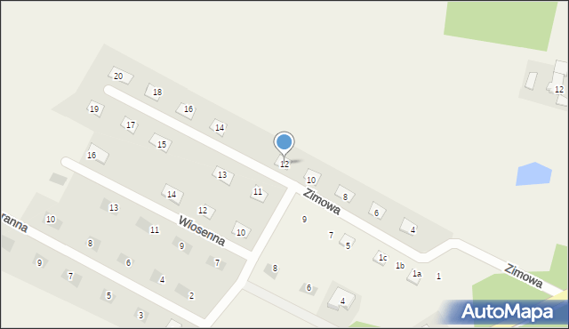 Osiek nad Wisłą, Zimowa, 12, mapa Osiek nad Wisłą