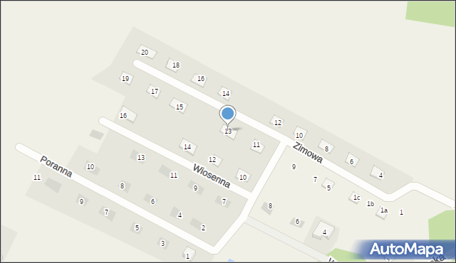 Osiek nad Wisłą, Zimowa, 13, mapa Osiek nad Wisłą
