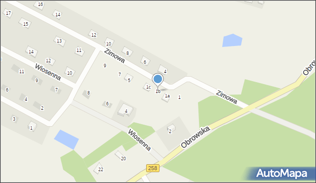 Osiek nad Wisłą, Zimowa, 1b, mapa Osiek nad Wisłą