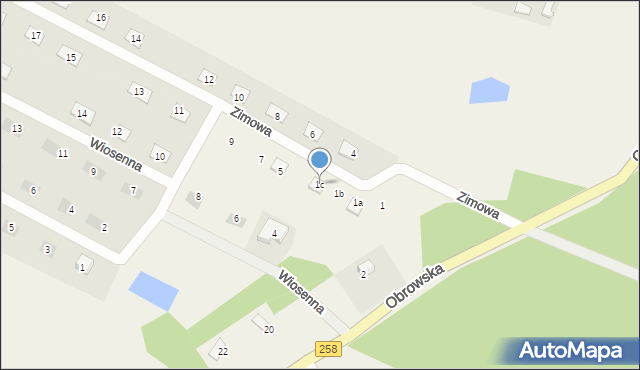 Osiek nad Wisłą, Zimowa, 1c, mapa Osiek nad Wisłą