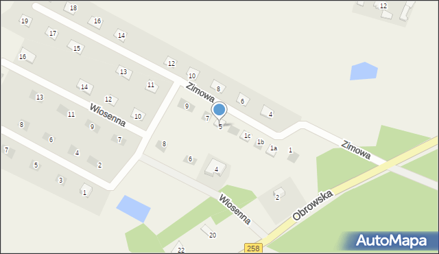 Osiek nad Wisłą, Zimowa, 5, mapa Osiek nad Wisłą