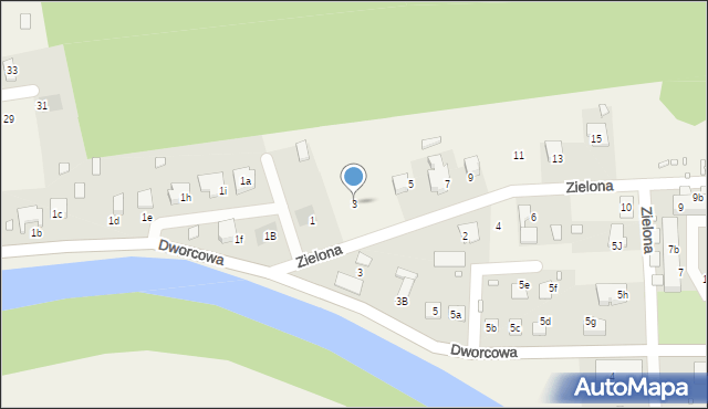 Osowiec, Zielona, 3, mapa Osowiec