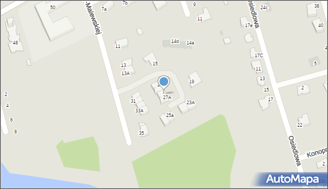 Ostróda, Zientary-Malewskiej Marii, 27B, mapa Ostróda