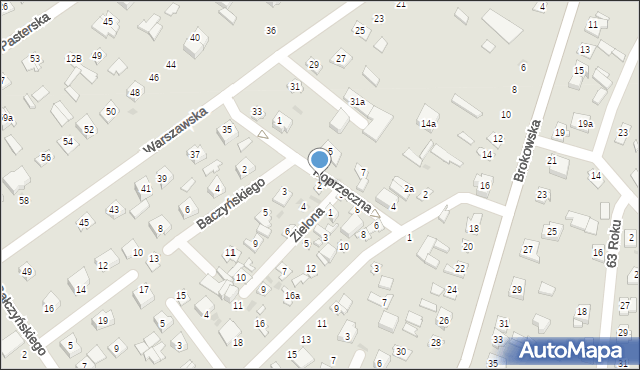 Ostrów Mazowiecka, Zielona, 2, mapa Ostrów Mazowiecka