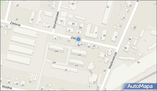 Ostrów Wielkopolski, Zielona, 5a, mapa Ostrów Wielkopolski