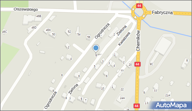 Oświęcim, Zielona, 4, mapa Oświęcimia