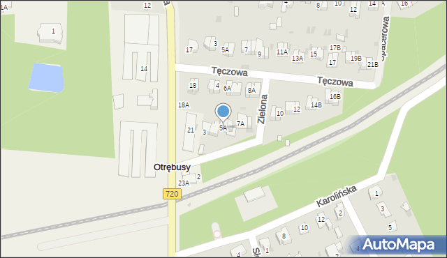 Otrębusy, Zielona, 5A, mapa Otrębusy