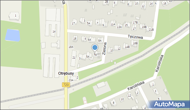 Otrębusy, Zielona, 7A, mapa Otrębusy