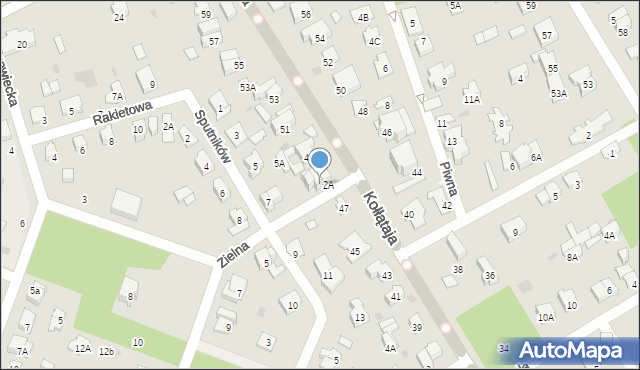 Otwock, Zielna, 2B, mapa Otwock