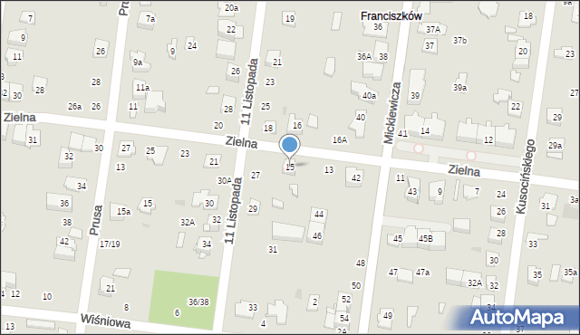 Ożarów Mazowiecki, Zielna, 15, mapa Ożarów Mazowiecki
