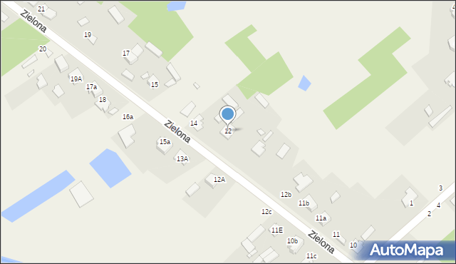 Panki, Zielona, 12, mapa Panki