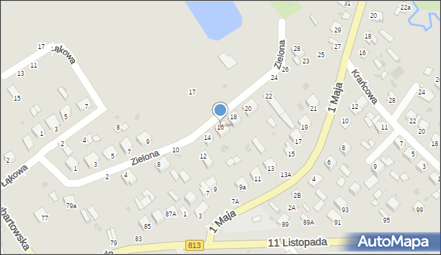 Parczew, Zielona, 16, mapa Parczew