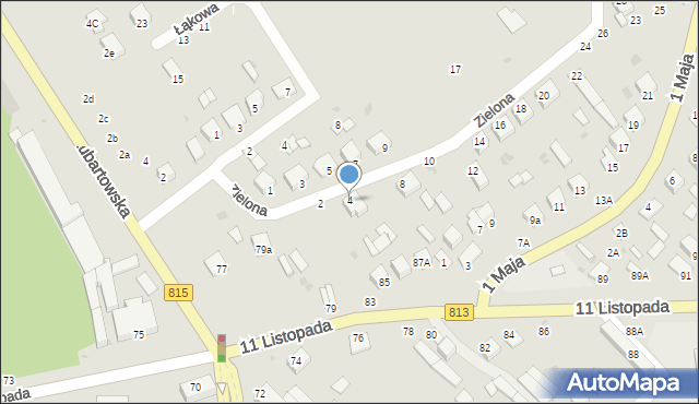 Parczew, Zielona, 4, mapa Parczew