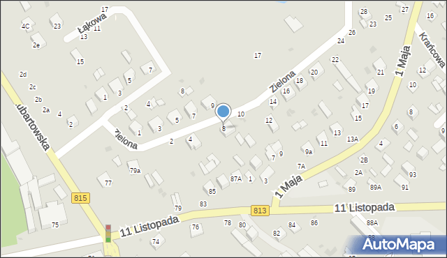 Parczew, Zielona, 8, mapa Parczew