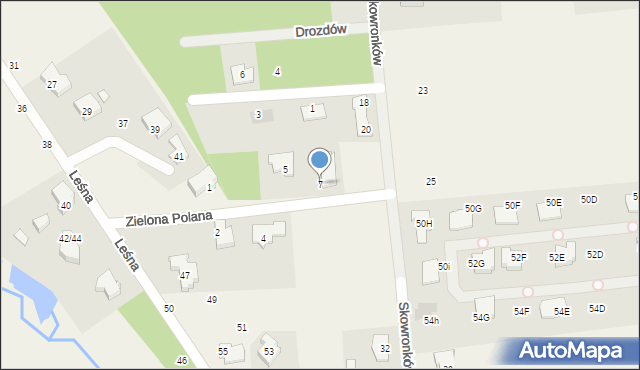 Pęcice Małe, Zielona Polana, 7, mapa Pęcice Małe