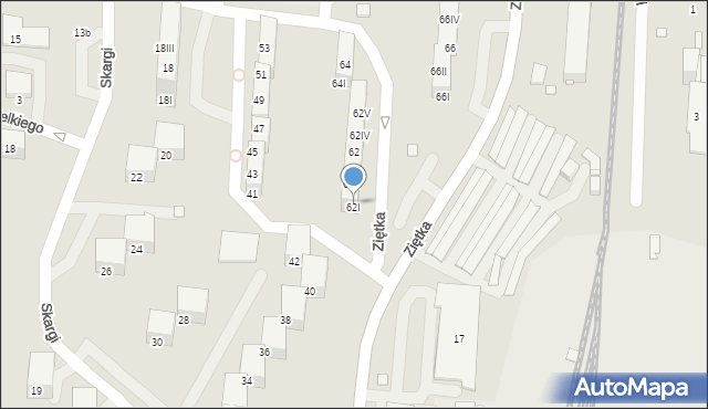 Piekary Śląskie, Ziętka Jerzego, gen., 62I, mapa Piekary Śląskie