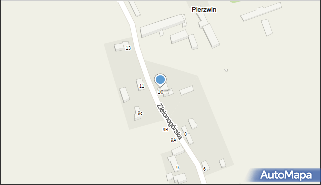 Pierzwin, Zielonogórska, 10, mapa Pierzwin