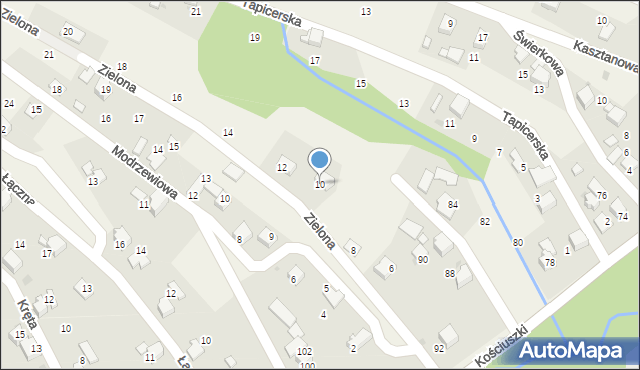 Pietrzykowice, Zielona, 10, mapa Pietrzykowice