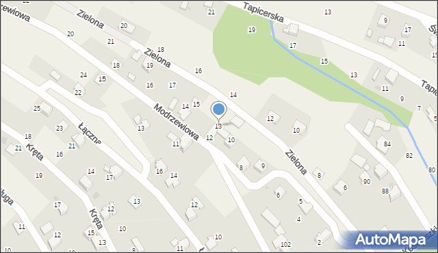 Pietrzykowice, Zielona, 13, mapa Pietrzykowice