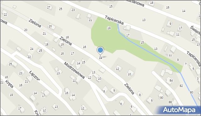 Pietrzykowice, Zielona, 14, mapa Pietrzykowice