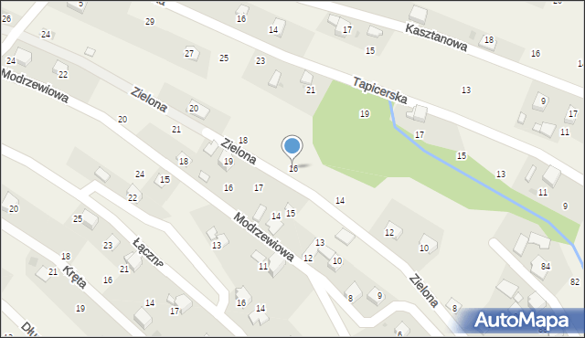 Pietrzykowice, Zielona, 16, mapa Pietrzykowice