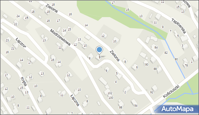 Pietrzykowice, Zielona, 9, mapa Pietrzykowice