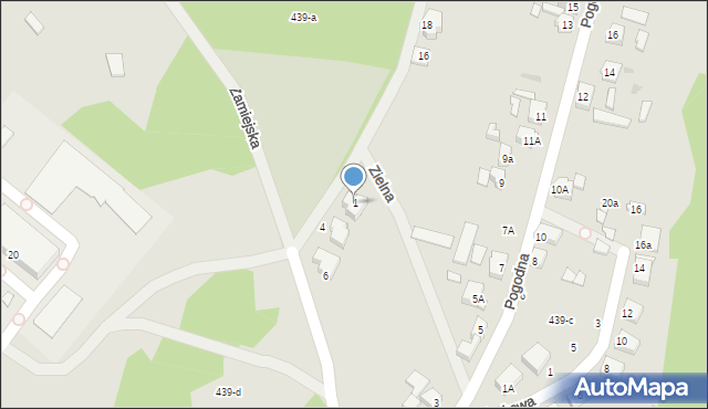 Piła, Zielna, 1, mapa Piły