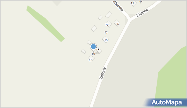 Pilchów, Zielona, 69, mapa Pilchów