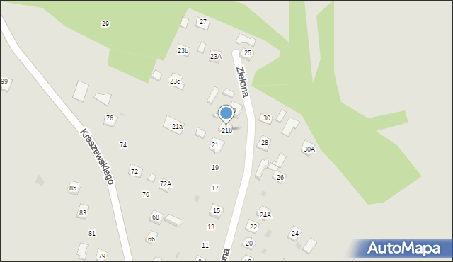 Pilzno, Zielona, 21b, mapa Pilzno