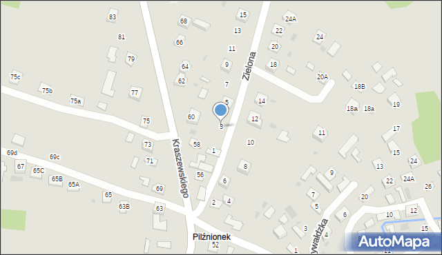 Pilzno, Zielona, 3, mapa Pilzno