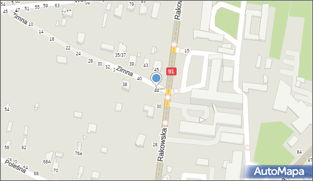 Piotrków Trybunalski, Zimna, 44, mapa Piotrków Trybunalski