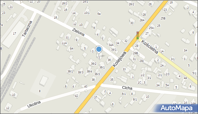 Płock, Zielona, 1, mapa Płock