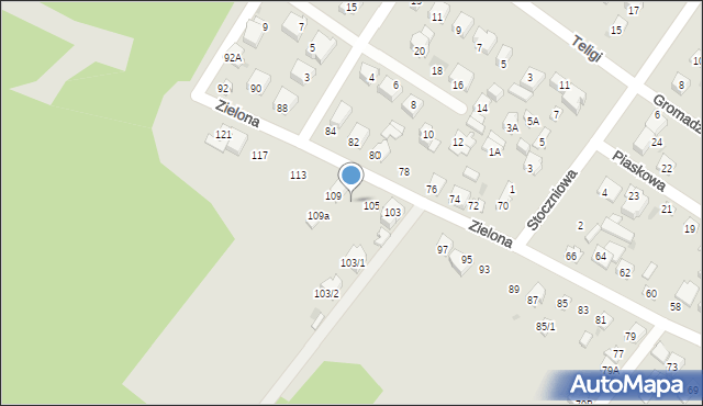 Płock, Zielona, 107, mapa Płock