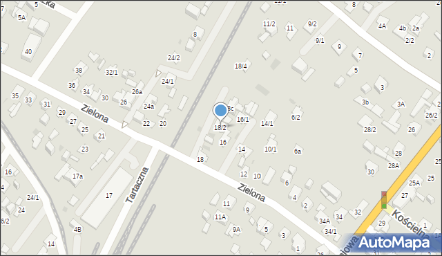 Płock, Zielona, 18/2, mapa Płock