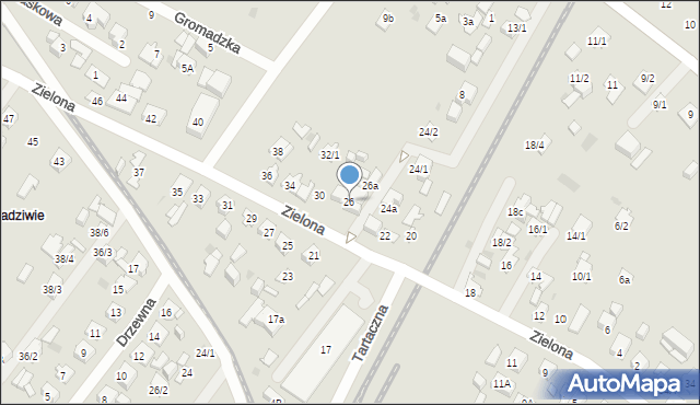 Płock, Zielona, 26, mapa Płock