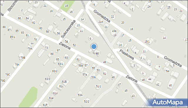 Płock, Zielona, 50a, mapa Płock
