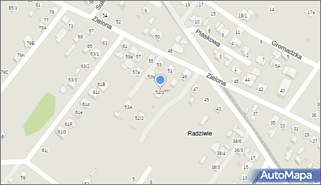 Płock, Zielona, 51/1, mapa Płock