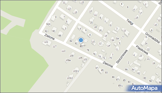 Płock, Zielona, 80, mapa Płock
