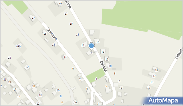 Płoki, Zielona, 9, mapa Płoki