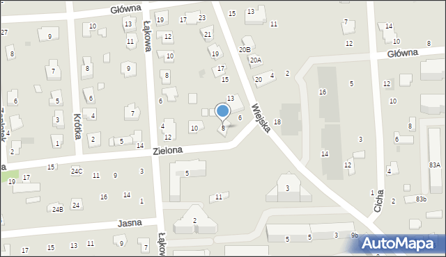 Płońsk, Zielona, 8, mapa Płońsk